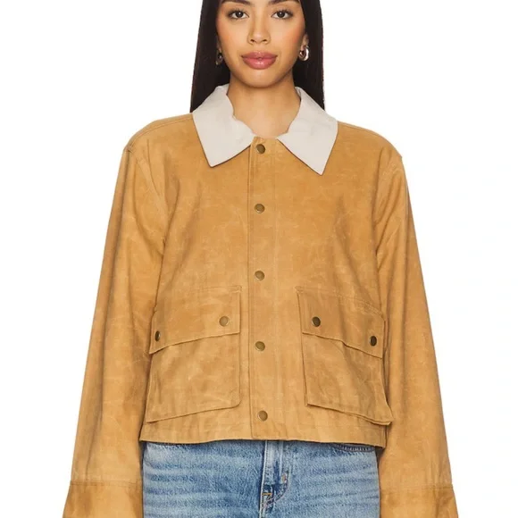 THE GREAT. The Waxed Swingy Jacket in Walnut - Picture 2 of 9